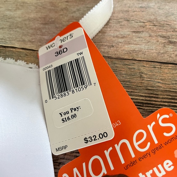 NWT Warner's White Wire Free Padded Light Lift Bra Size 36D - Picture 5 of 10